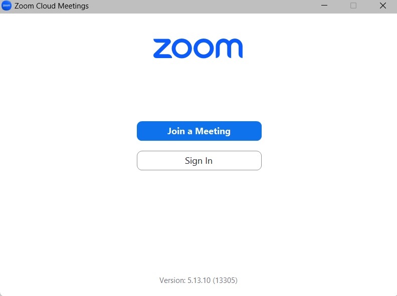 Zoom app sign in screen in Windows.