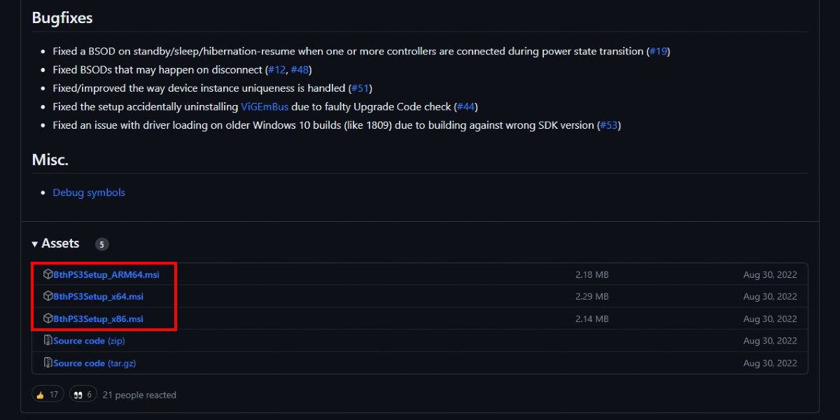 BthPS3 download page on GitHub.