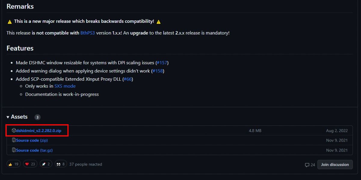 DsHidMini download page on GitHub. 