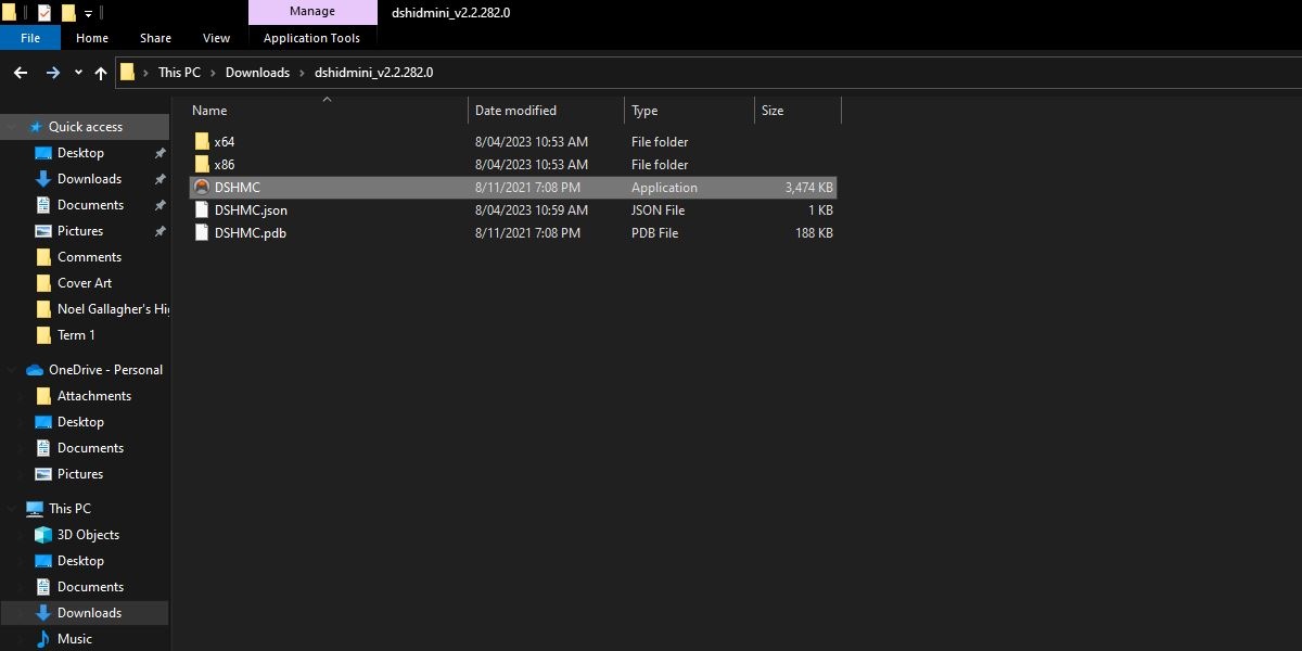 Opening up the "DSHMC" application from File Explorer.