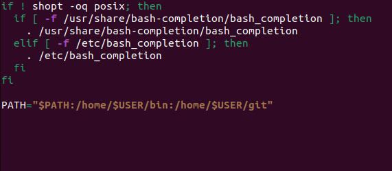 A screenshot showing a PATH variable with custom directories.