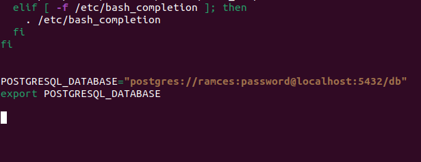 A screenshot showing the export command and the new environment variable.