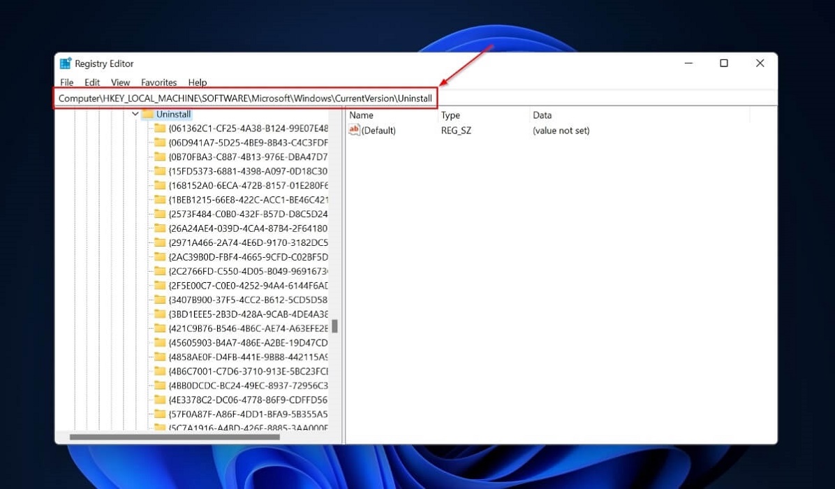 Accessing address on Registry Editor. 