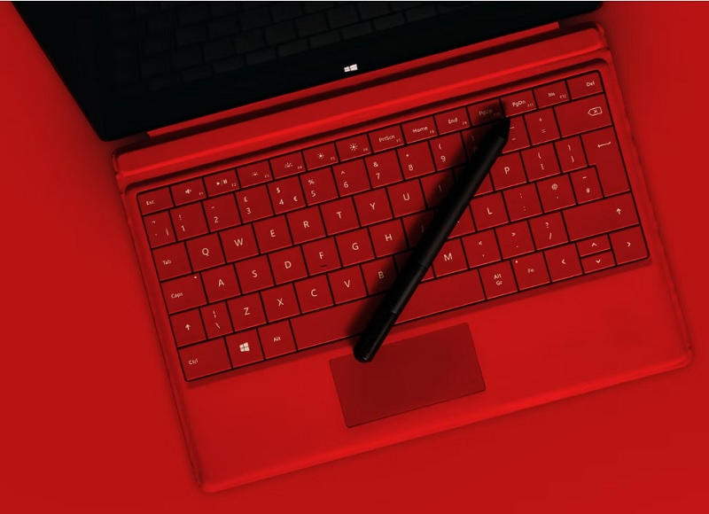 Windows laptop viewed from above.