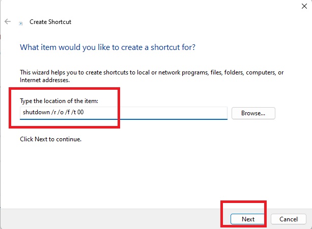 Adding a location for item you're creating a shortcut for.