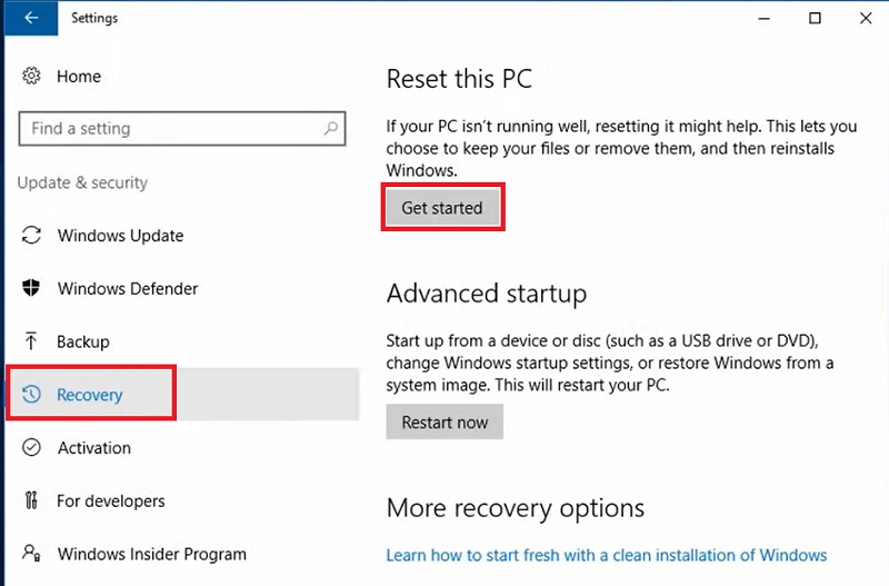 How To Factory Reset Windows 10 Recovery