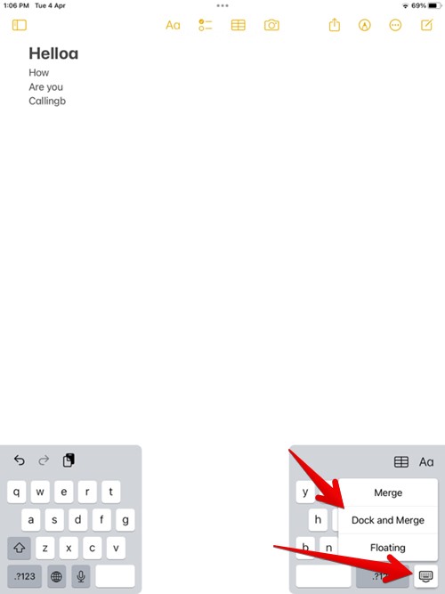 Ipad Split Keyboard Merge