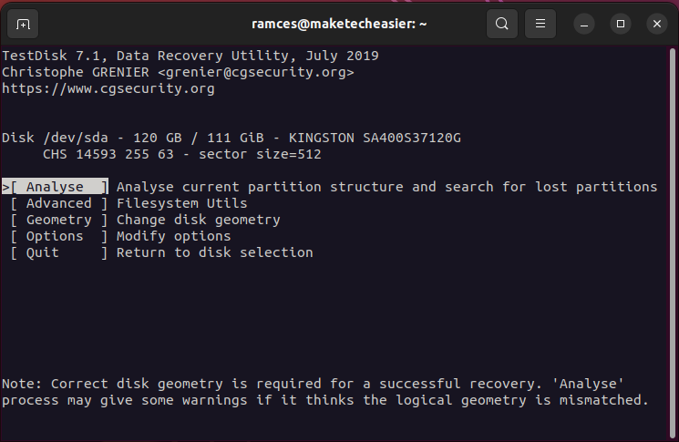 A window showing the Analyze prompt.