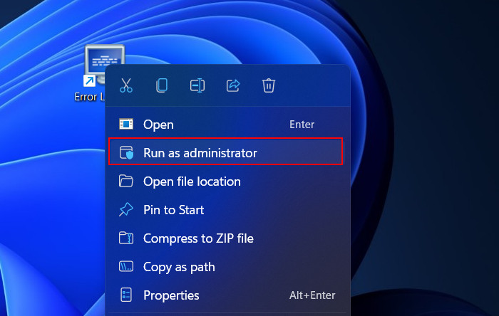 Clicking on "Run as administrator" option in program context menu in Windows.