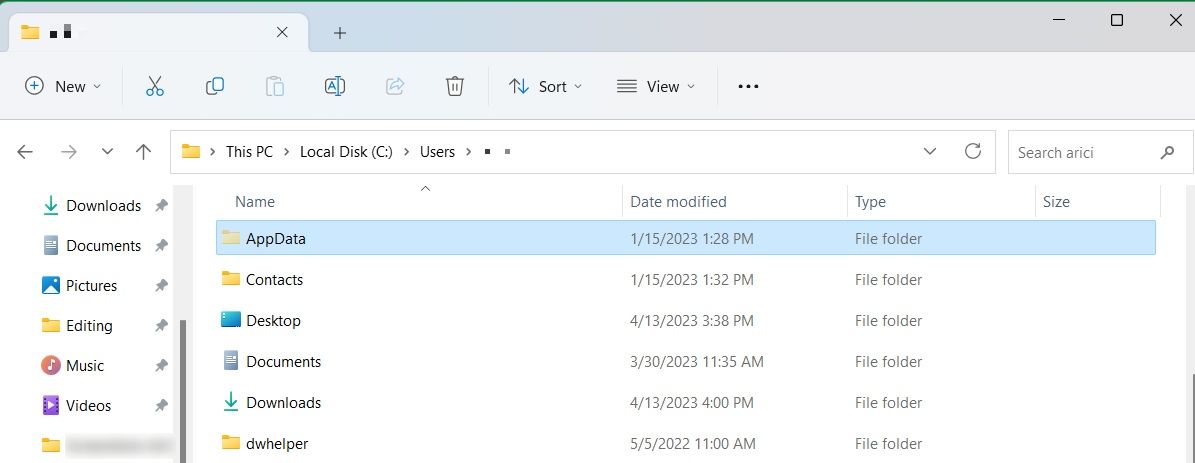 AppData folder visible in File Explorer.