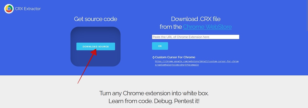 Pressing button to download source code. 