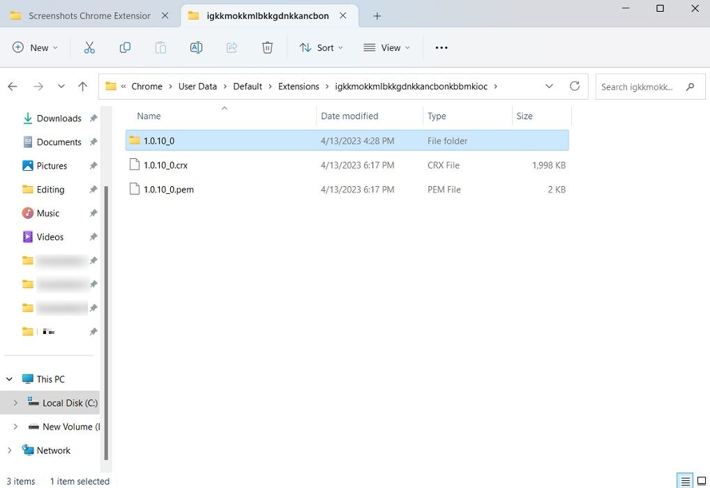 Newly-created CRX file view in File Explorer.