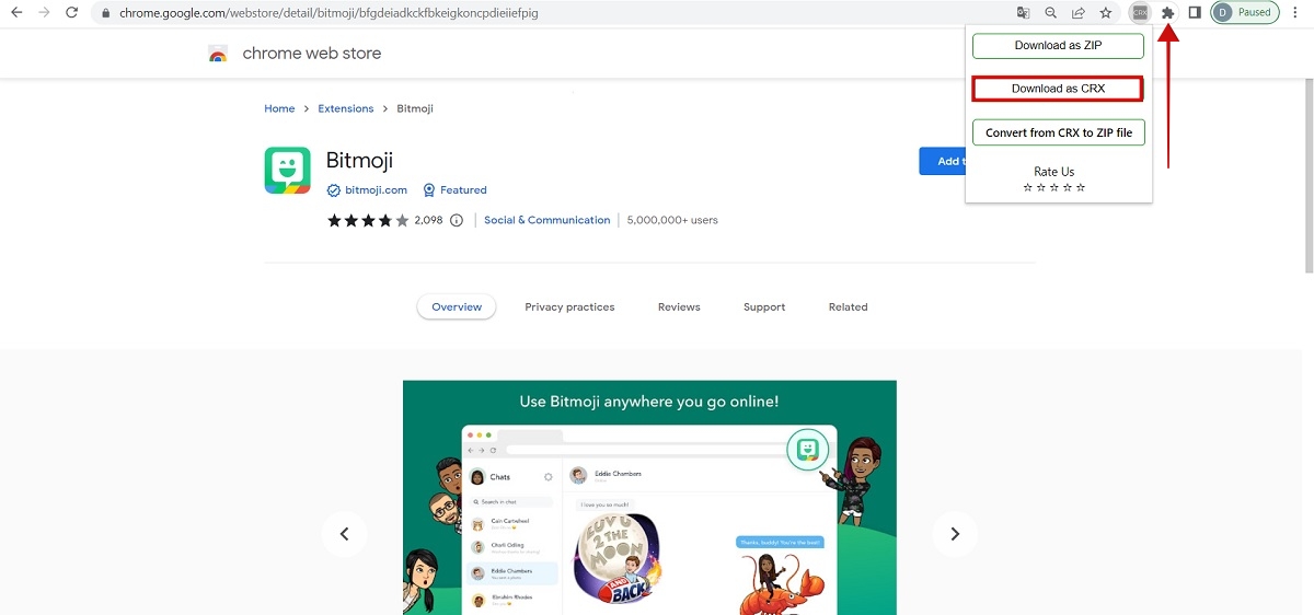 Using the CRX Extractor/Downloader extension to download extensions as CRX files. 