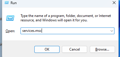 Typing "services.msc" in Run window. 