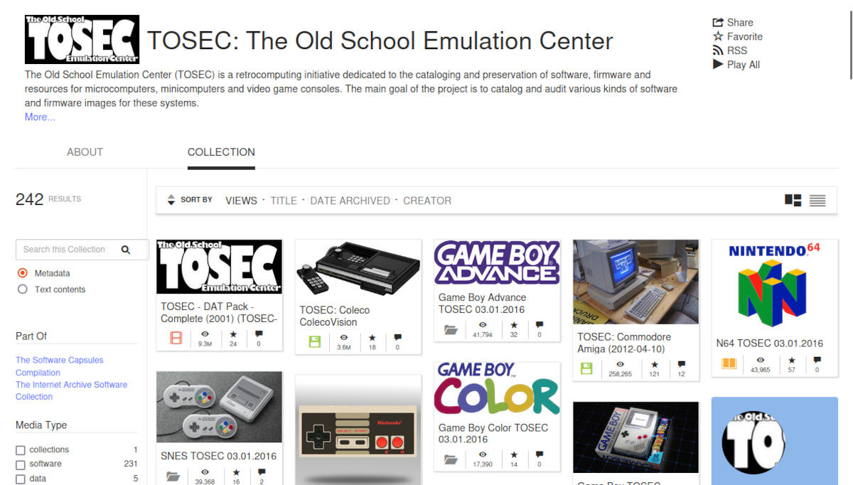 The Internet Archive's TOSEC section.