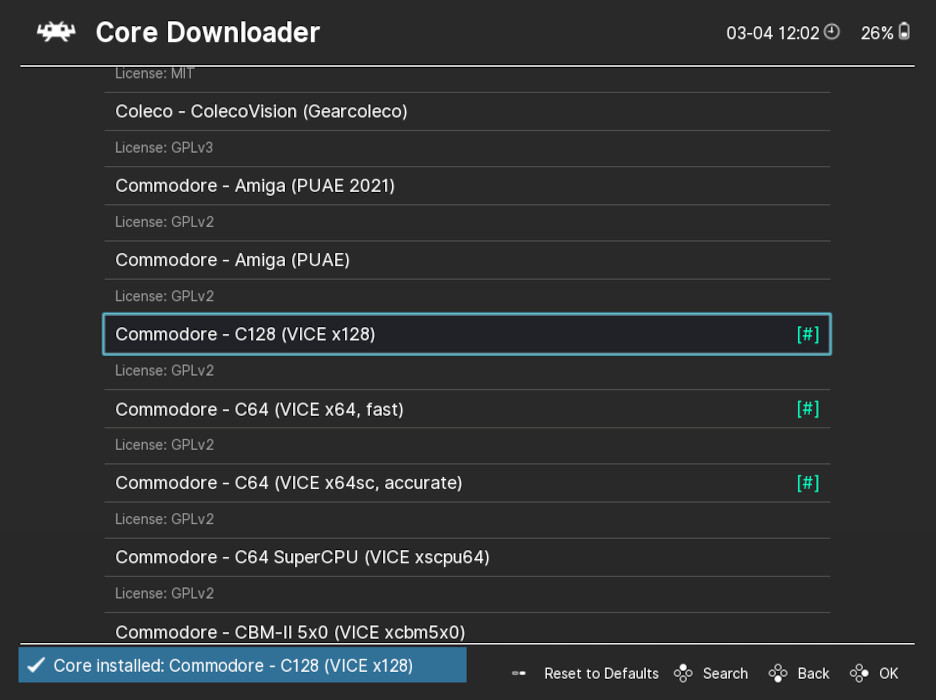 A picture showing Retroarch's Core download process.