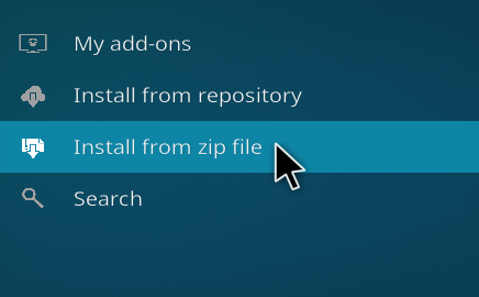 A picture of Kodi's third-party addon installer.