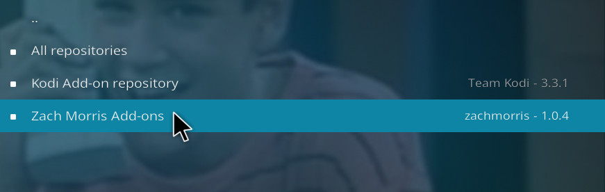 A picture of Kodi's repository selection menu.