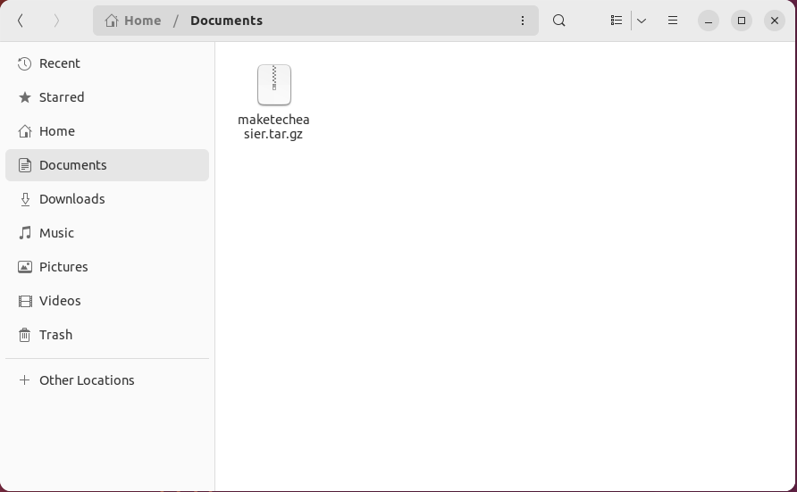 A window showing a single tar.gz archive.