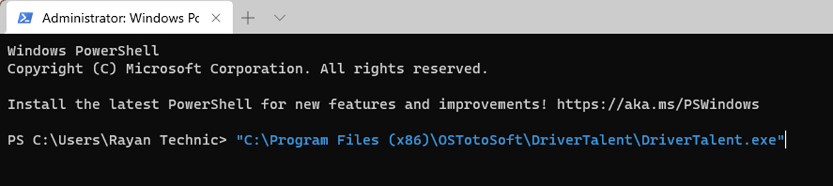 Typing command in Windows Terminal app.