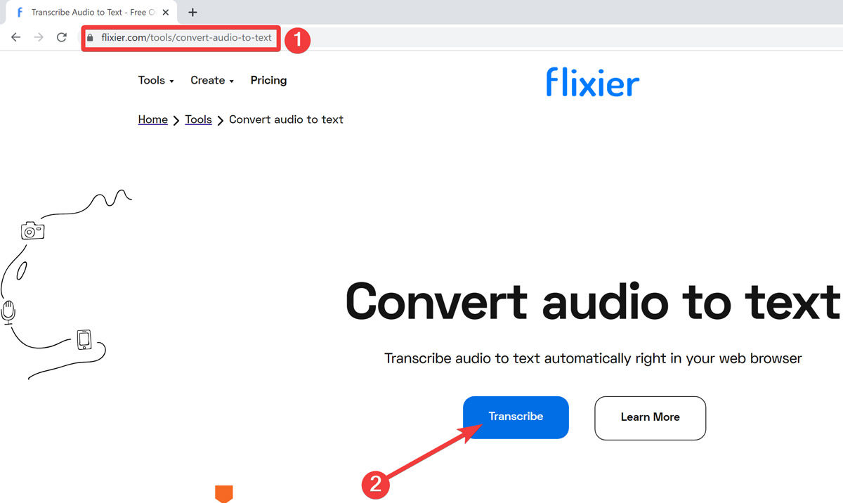 Audio To Text Opening Flixier
