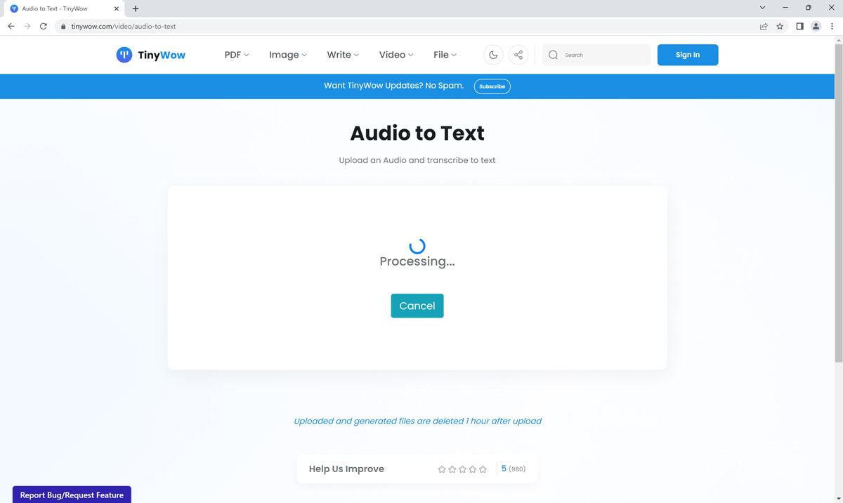 Audio To Text Uploading Audio File