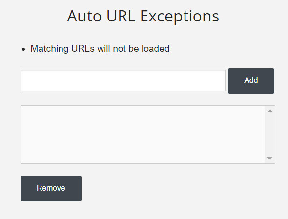 Auto Urls Exceptions
