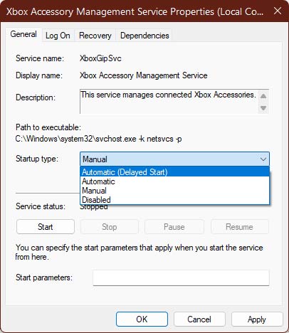 Automatic Startup Type