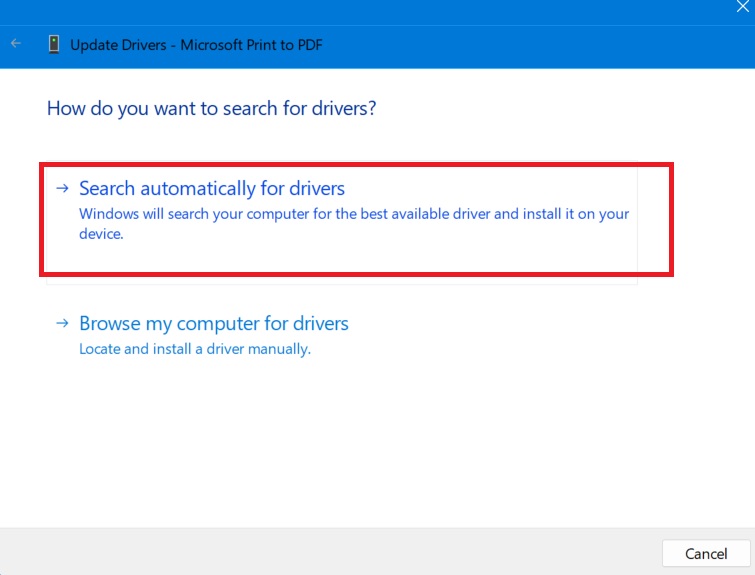 Click search automatically for drivers in Update drivers. 