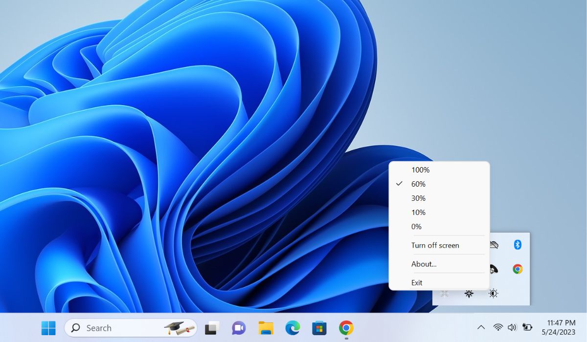 Brightness Control app in action.
