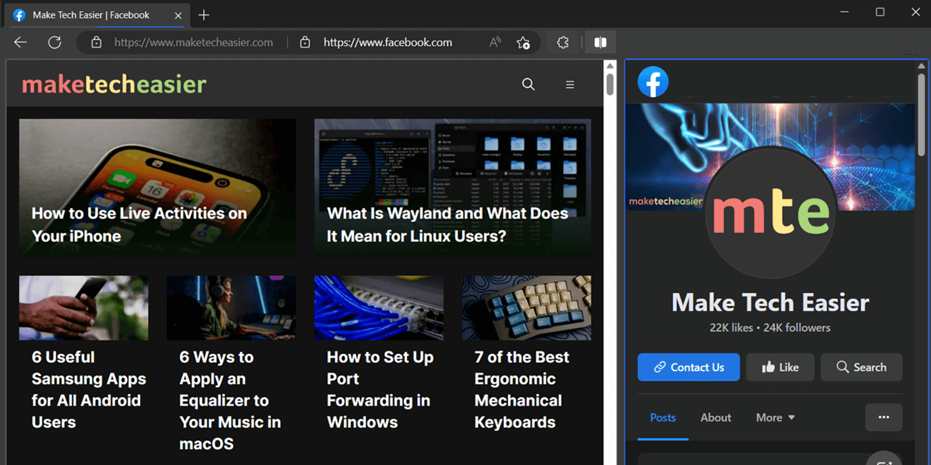 Browser Split Screen Windows