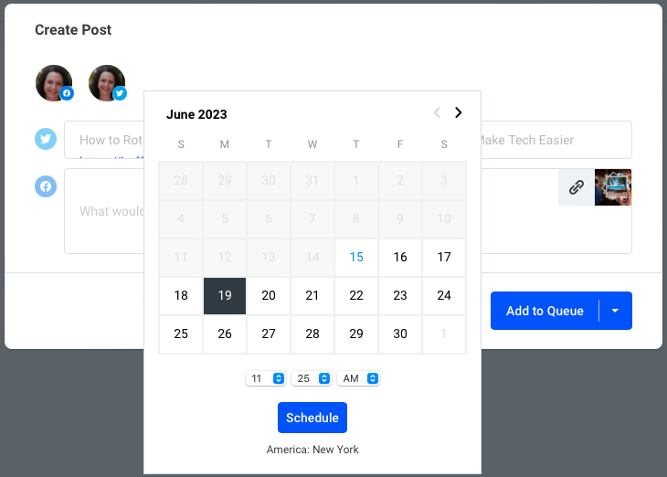 Schedule a post on Buffer