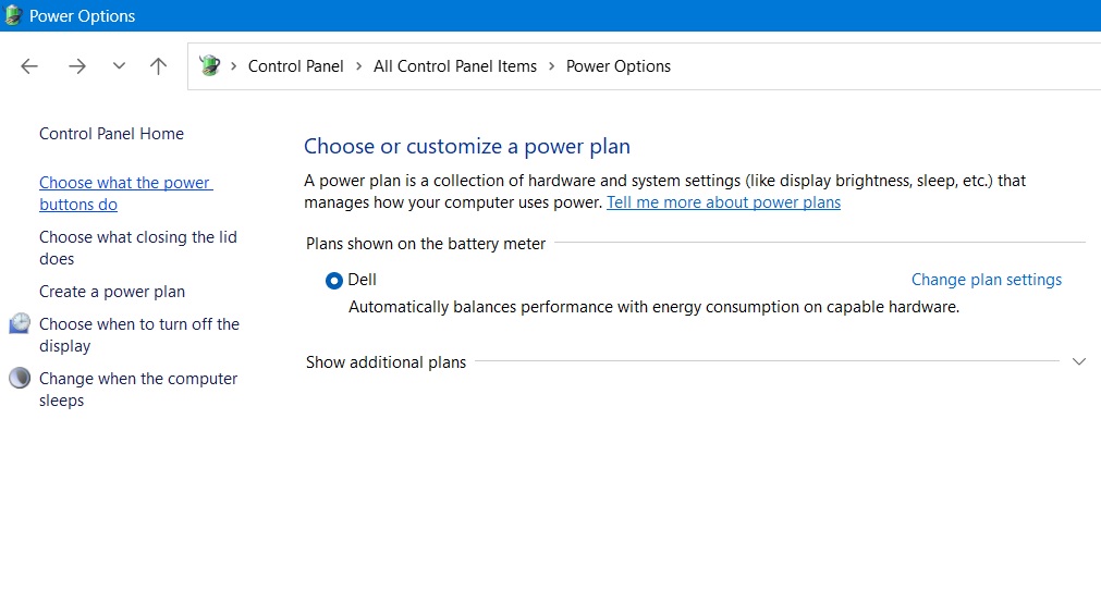 Click Choose what the power buttons do in Power Options of Control Panel.