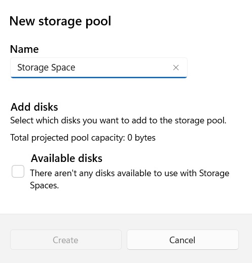 Naming new storage pool.