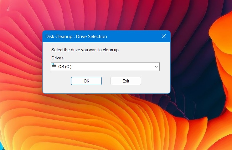 Select C Drive option in the Disk Cleanup drive to clean up.