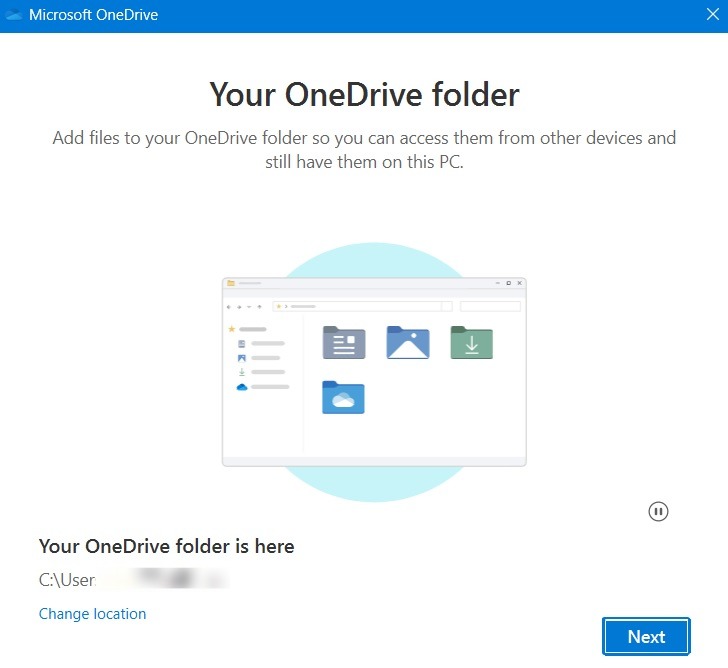 Accessing OneDrive folder.