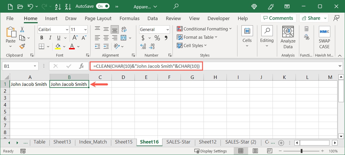 Clean function using text