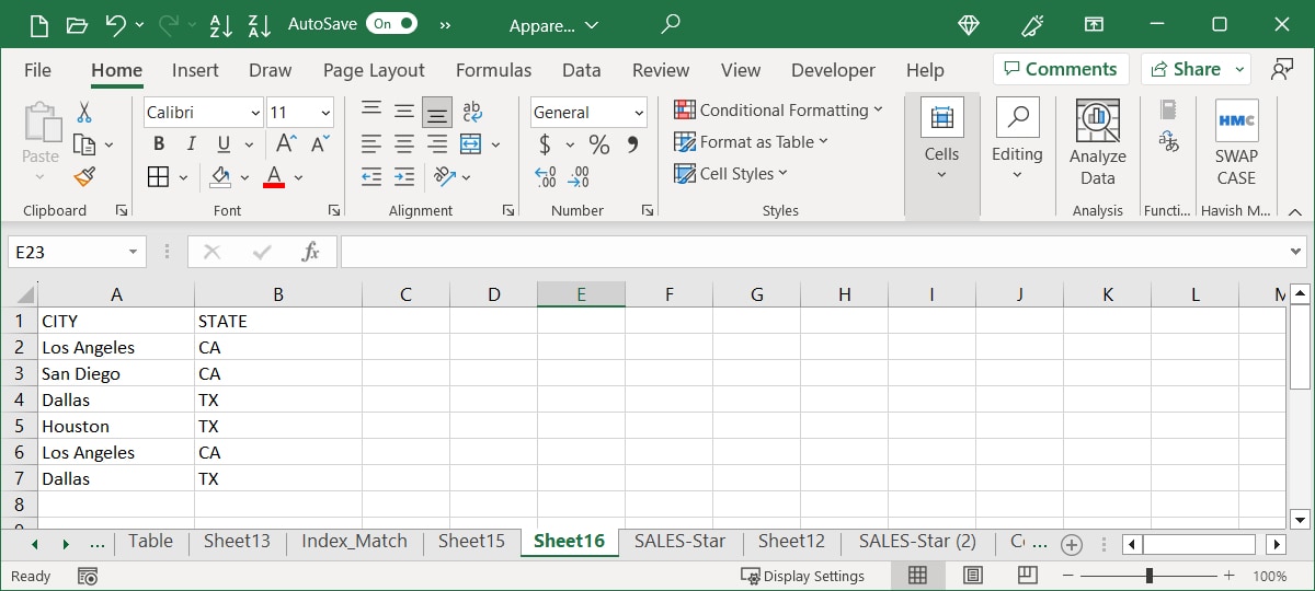 Cleared formats in Excel