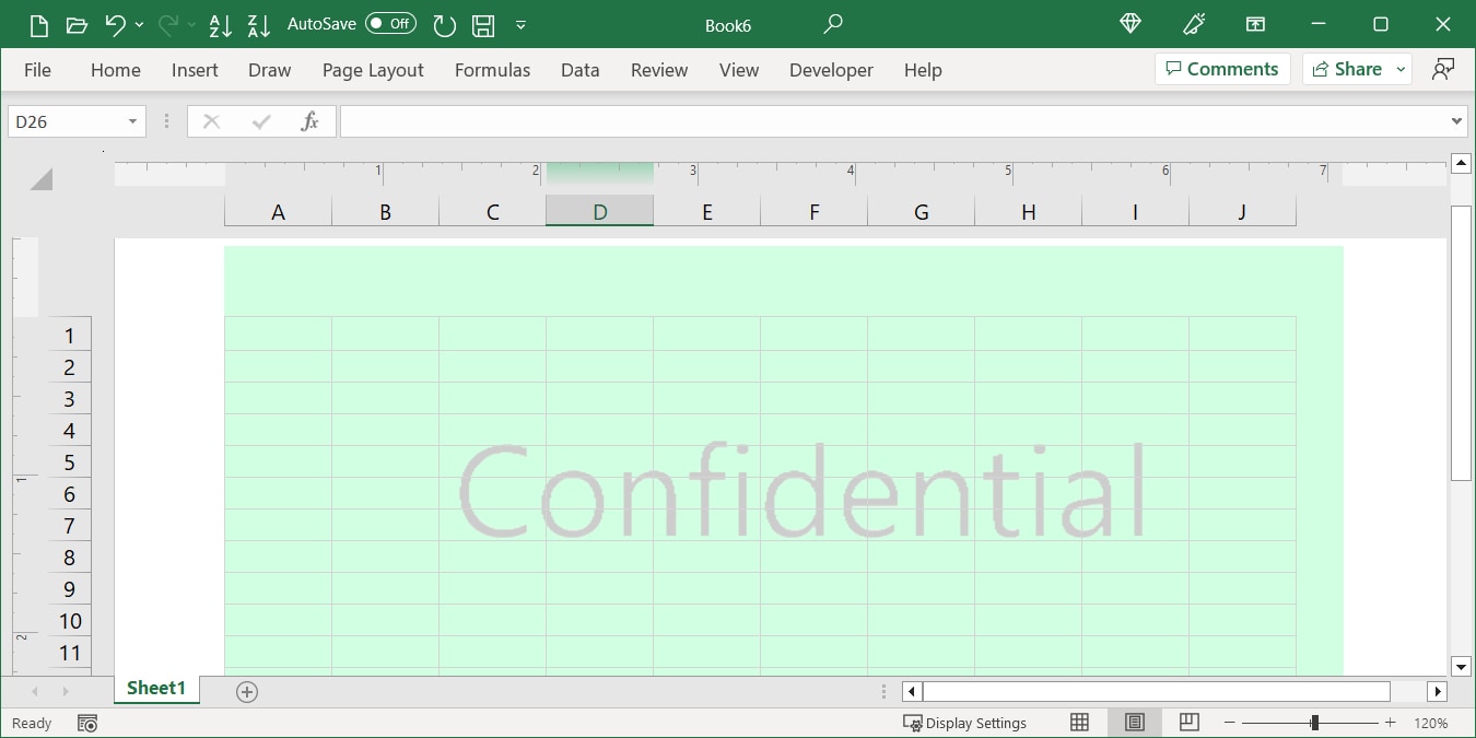 Confidential watermark in Excel