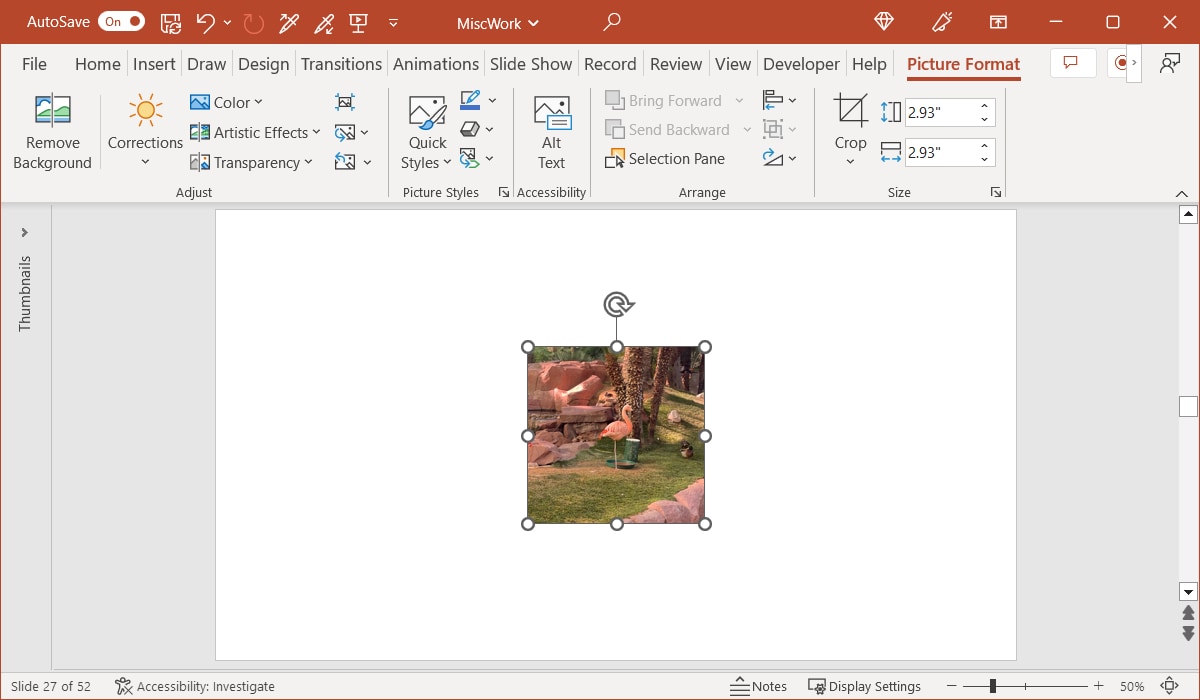 Cropped image in PowerPoint