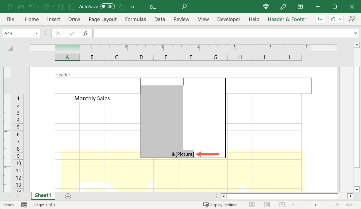 Select the Picture control to delete it