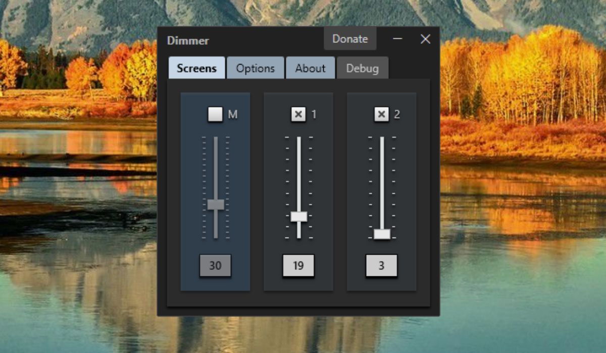 Dimmer app in action.