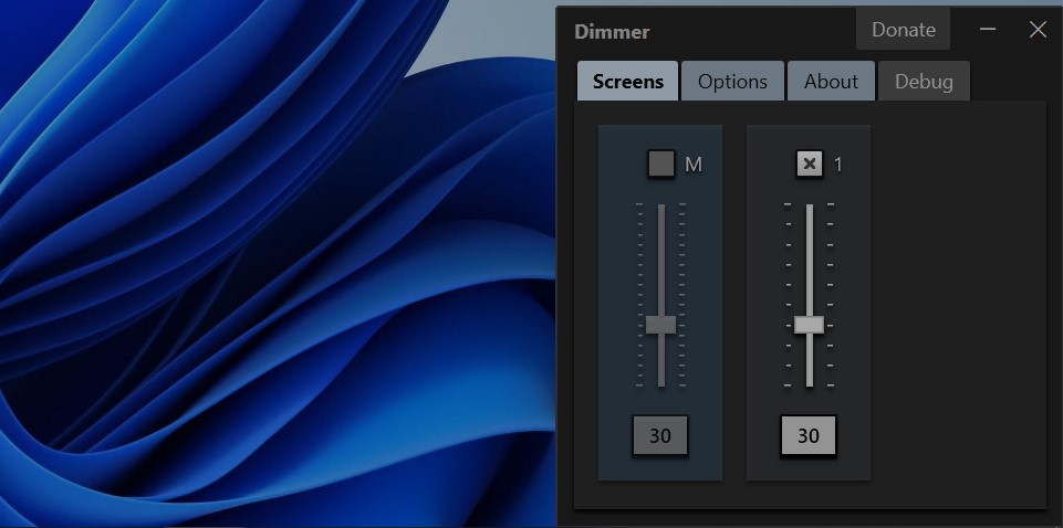 Dimmer interface overview.