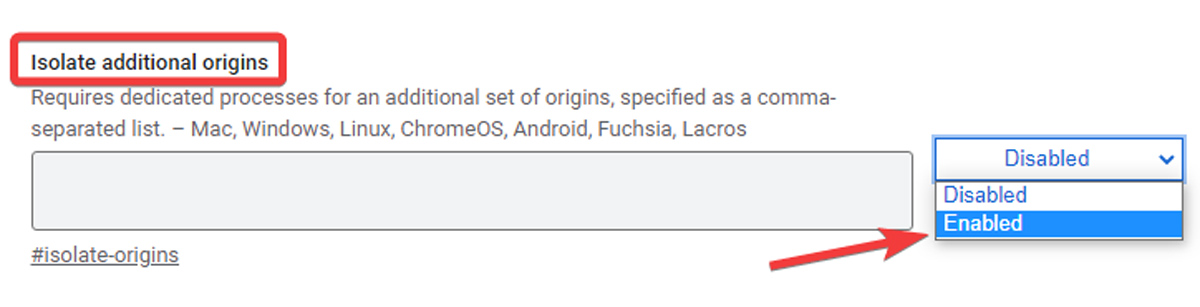 Disable Strict Find And Enable Isolate Additional Origins