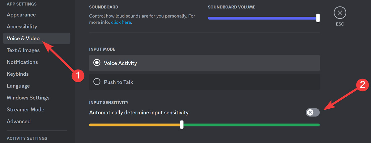 Discord Screen Tuning Off Auto Sensitivity On Windows