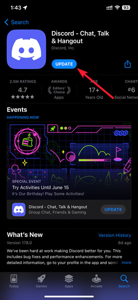 Discord Screen Updating Discord On Iphone