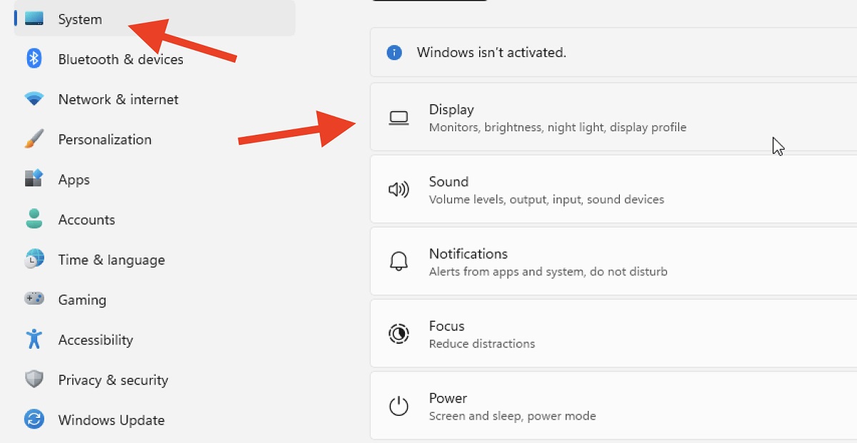 Go to "Display" in Windows Settings. 