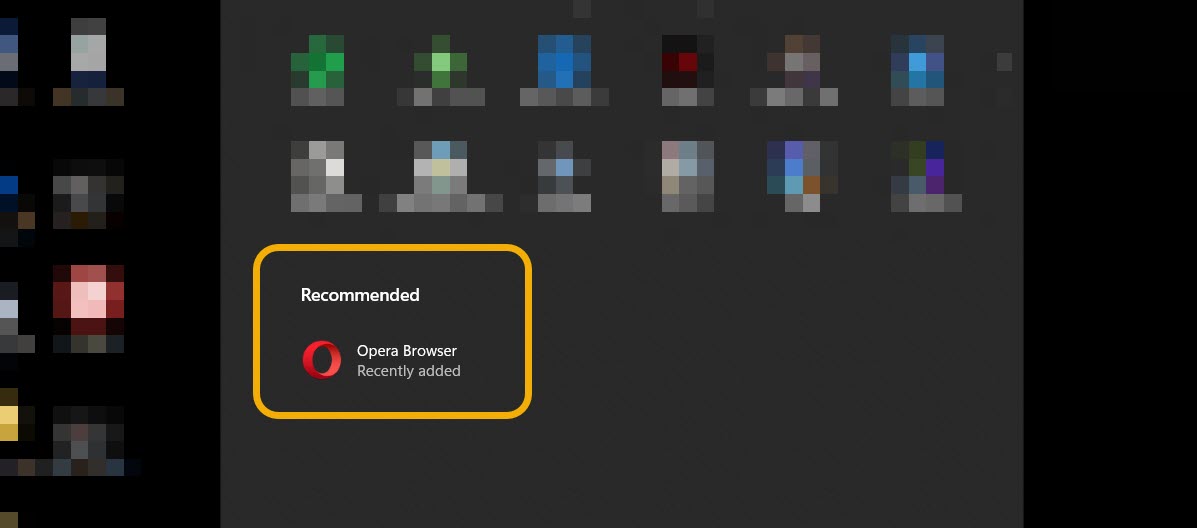 Clicking browser icon in Start menu. 