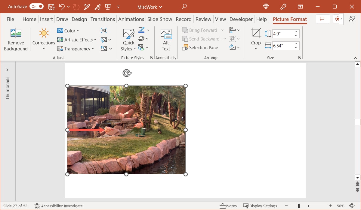 Drag the left circle to flip right in PowerPoint