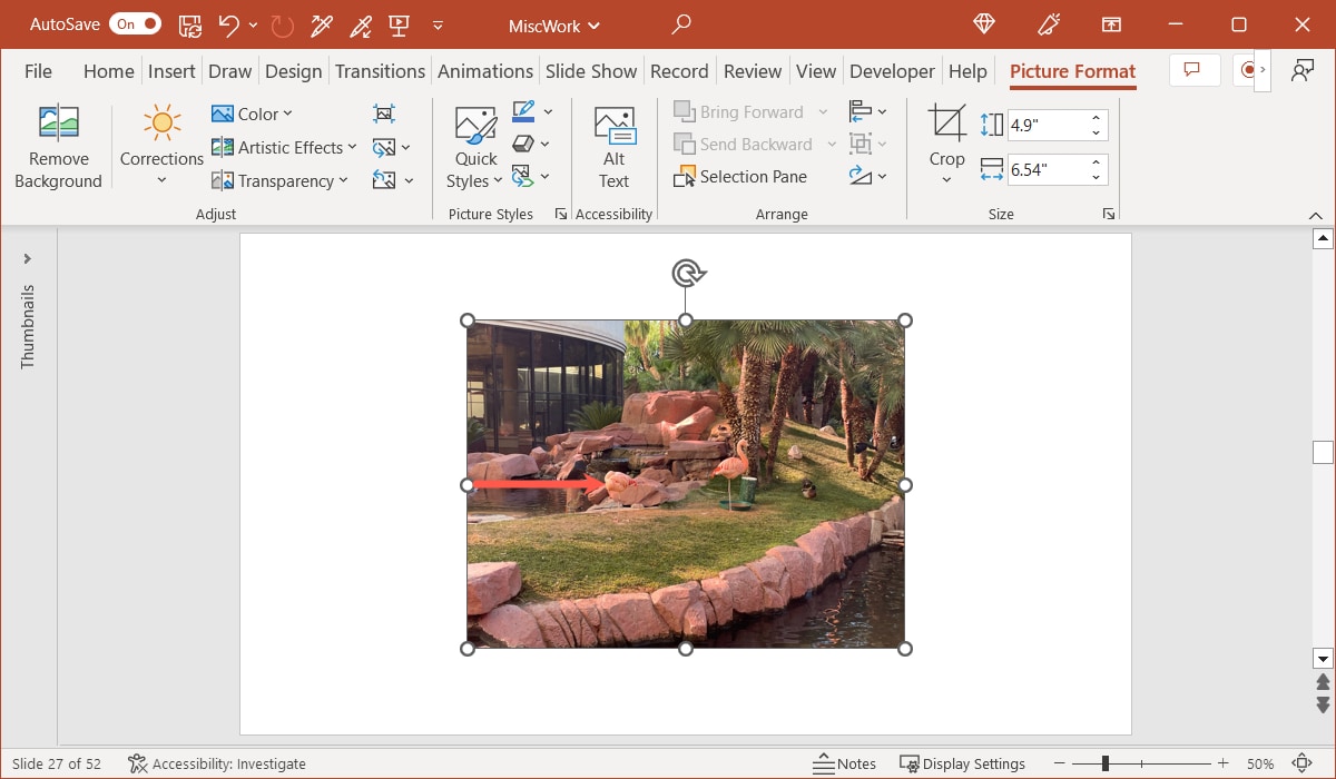 Drag the left circle to flip right in PowerPoint